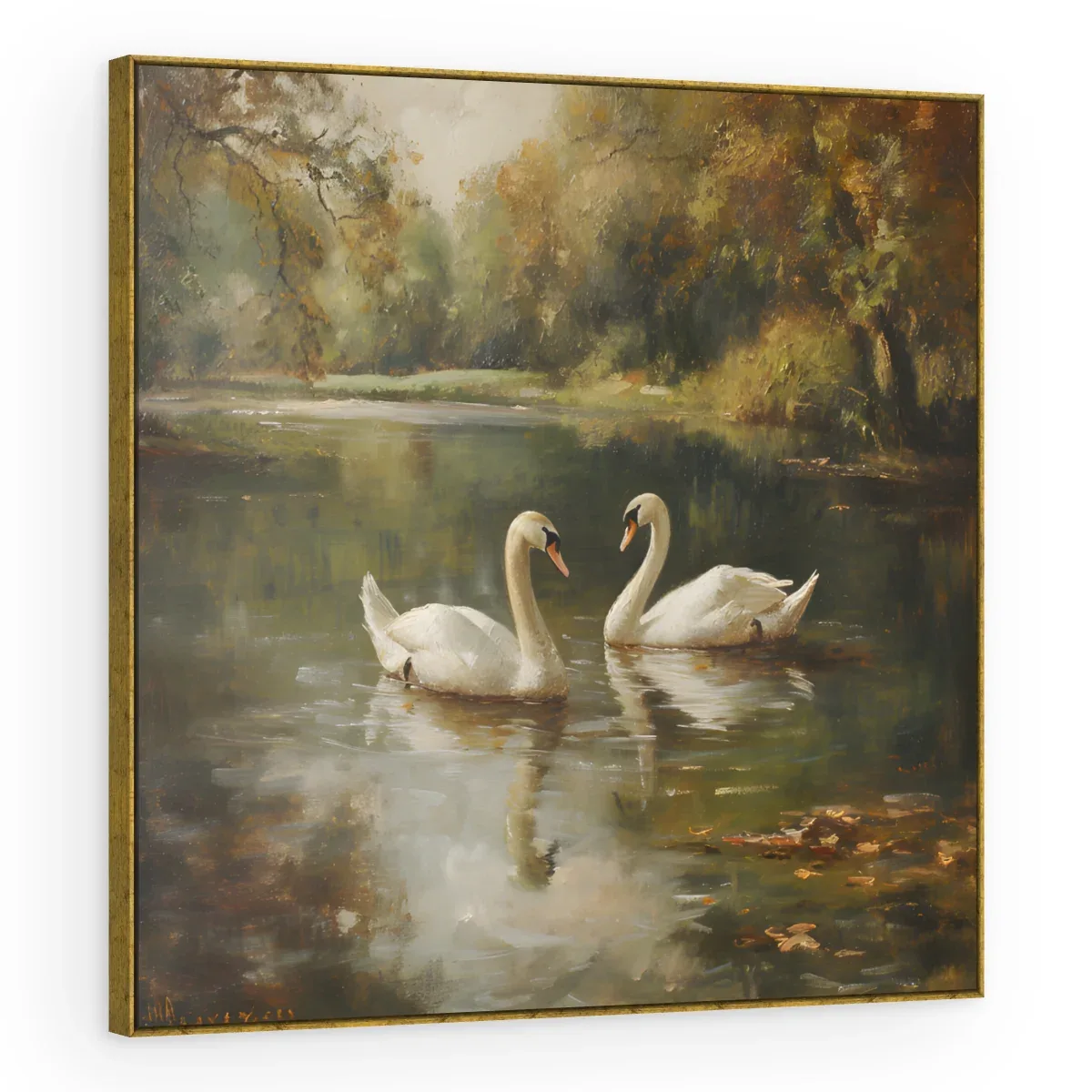 Quadro Decorativo Canvas Cisnes Outonais - AV0012