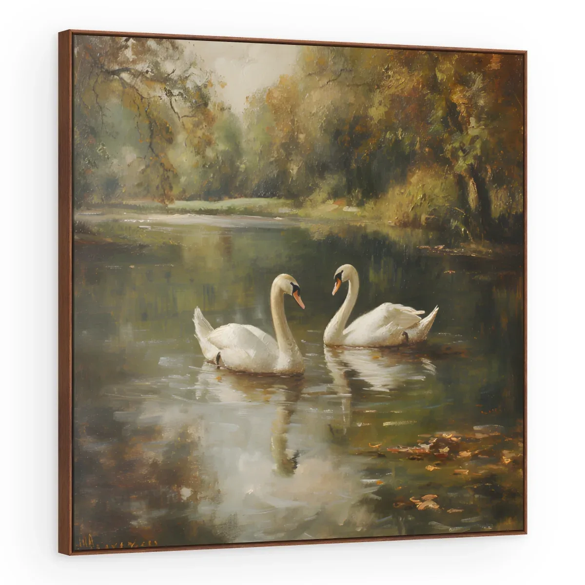 Quadro Decorativo Canvas Cisnes Outonais - AV0012