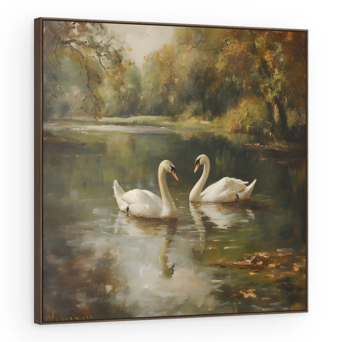 Quadro Decorativo Canvas Cisnes Outonais - AV0012