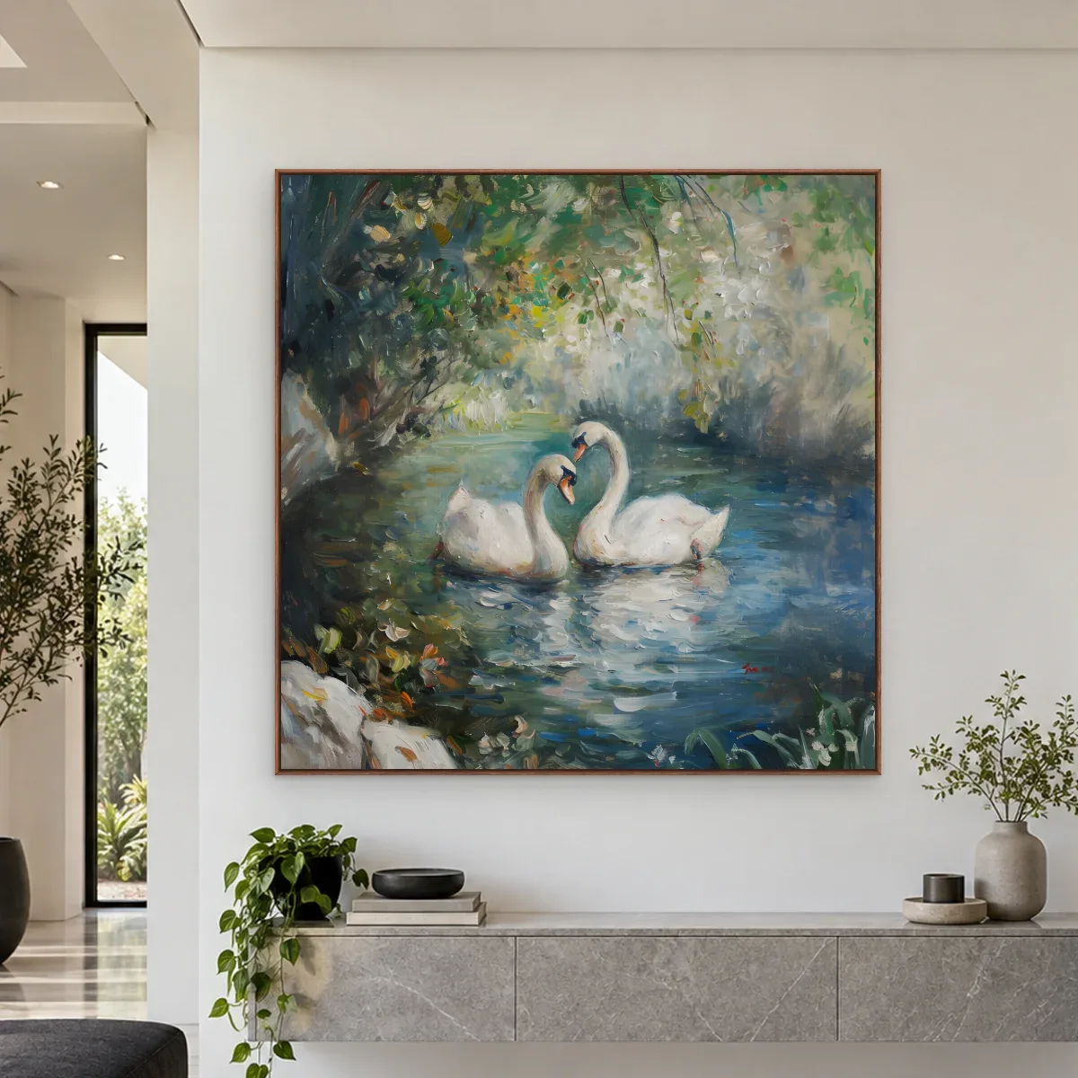 Quadro Decorativo Canvas Cisnes Apaixonados - AV0013