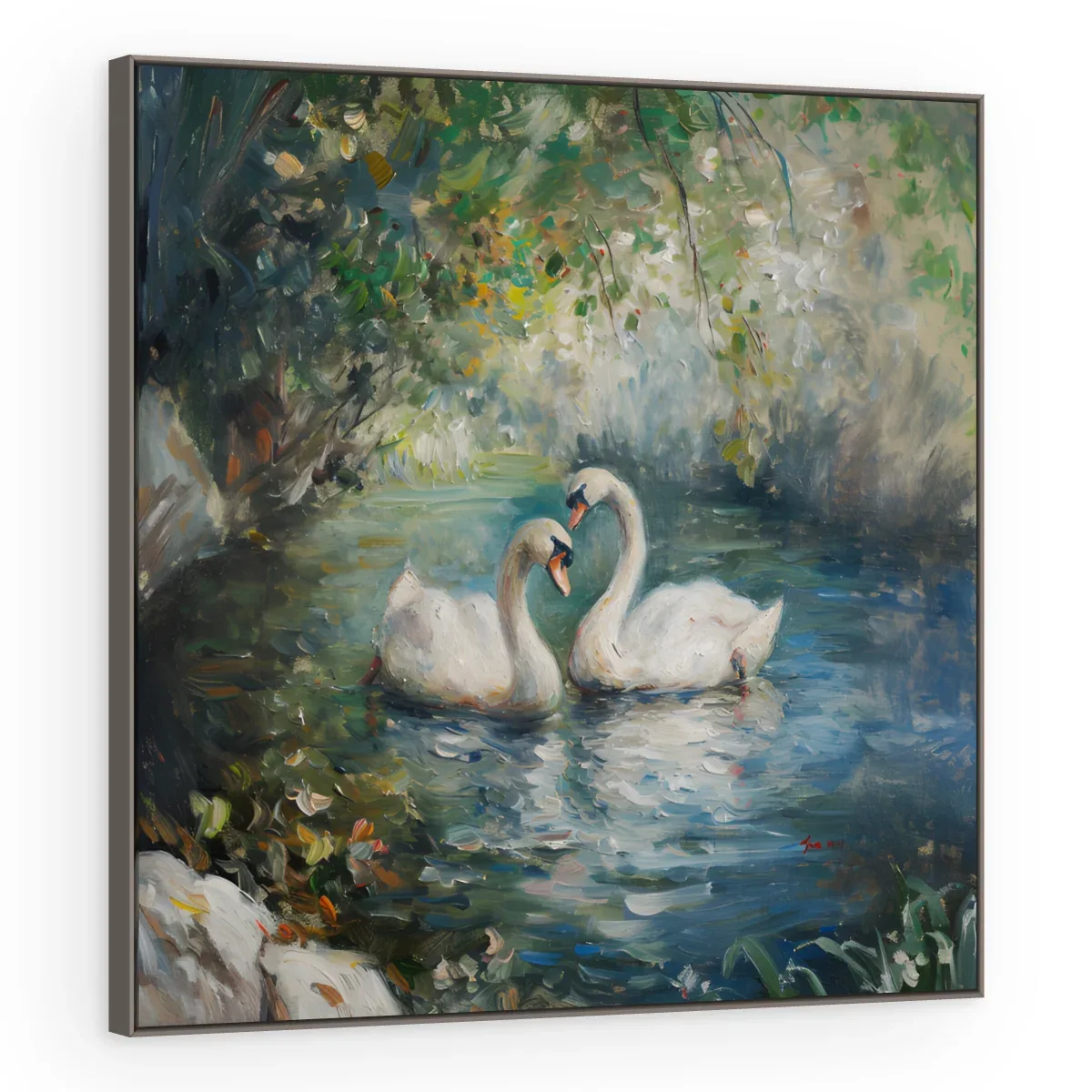 Quadro Decorativo Canvas Cisnes Apaixonados - AV0013