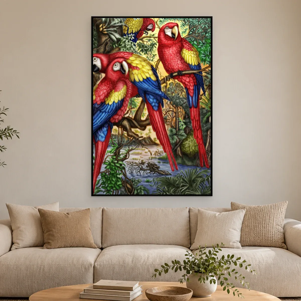 Quadro Decorativo Canvas Araras Ilustradas - AV0024