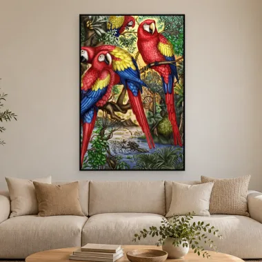 Quadro Decorativo Canvas Araras Ilustradas - AV0024