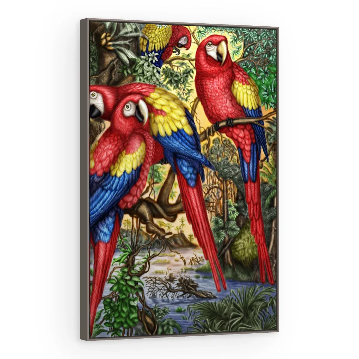 Quadro Decorativo Canvas Araras Ilustradas - AV0024