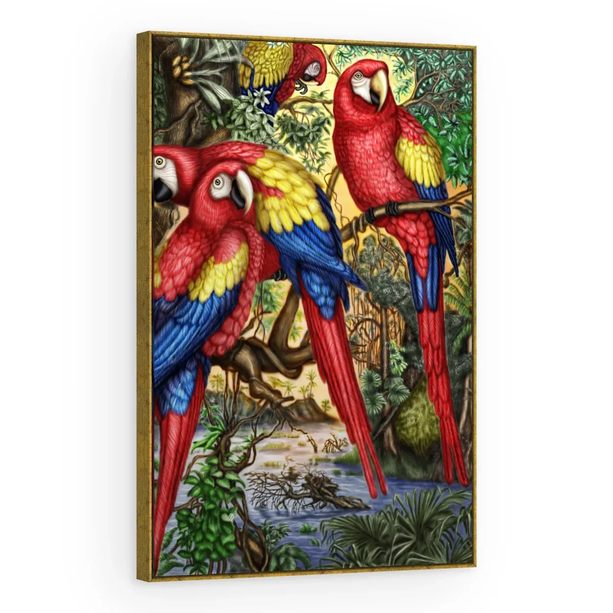 Quadro Decorativo Canvas Araras Ilustradas - AV0024