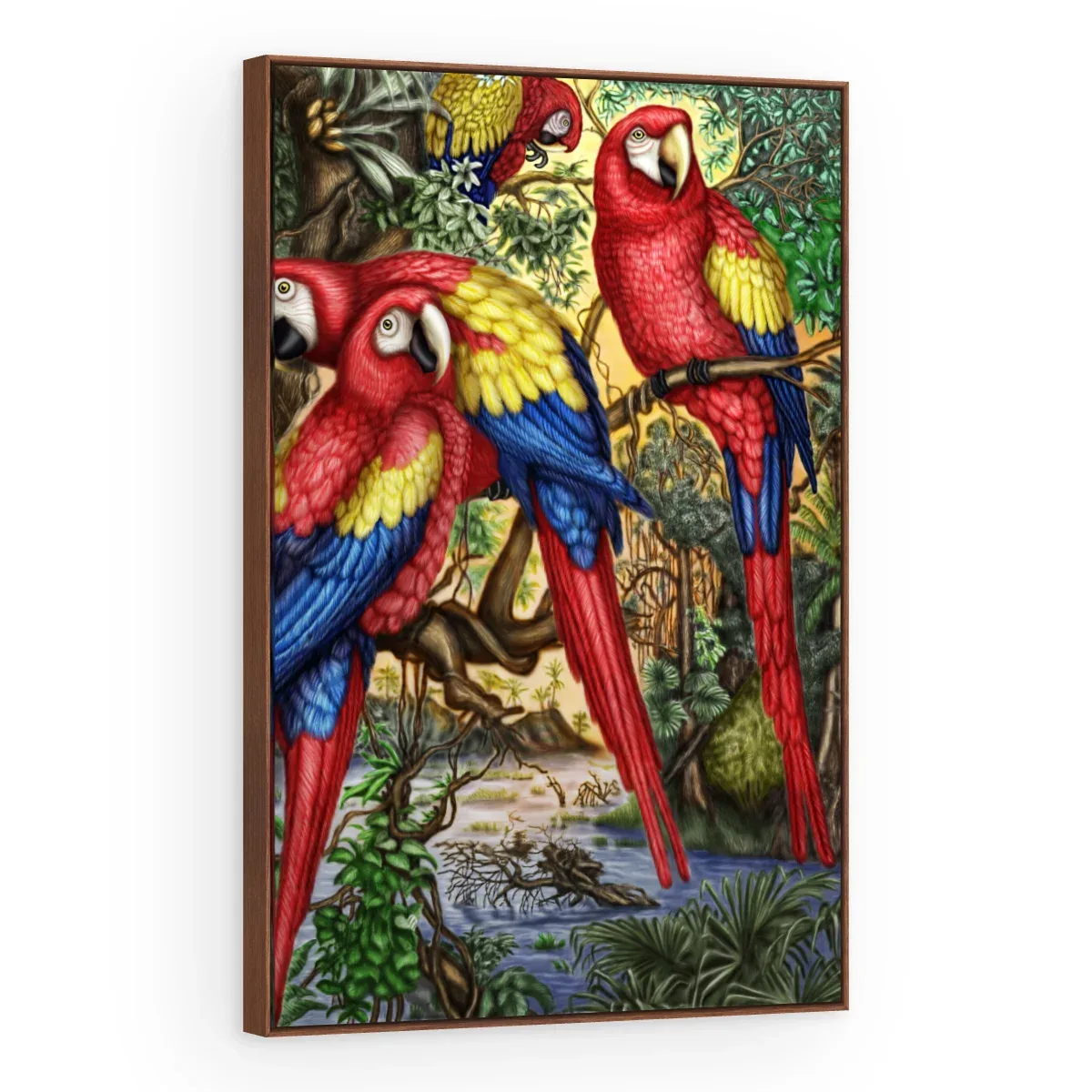 Quadro Decorativo Canvas Araras Ilustradas - AV0024