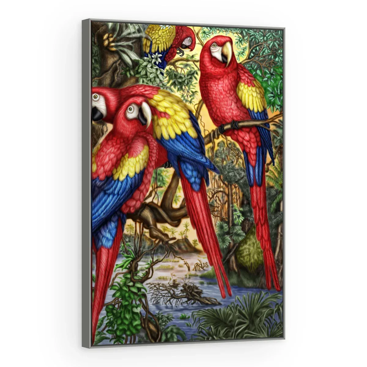 Quadro Decorativo Canvas Araras Ilustradas - AV0024