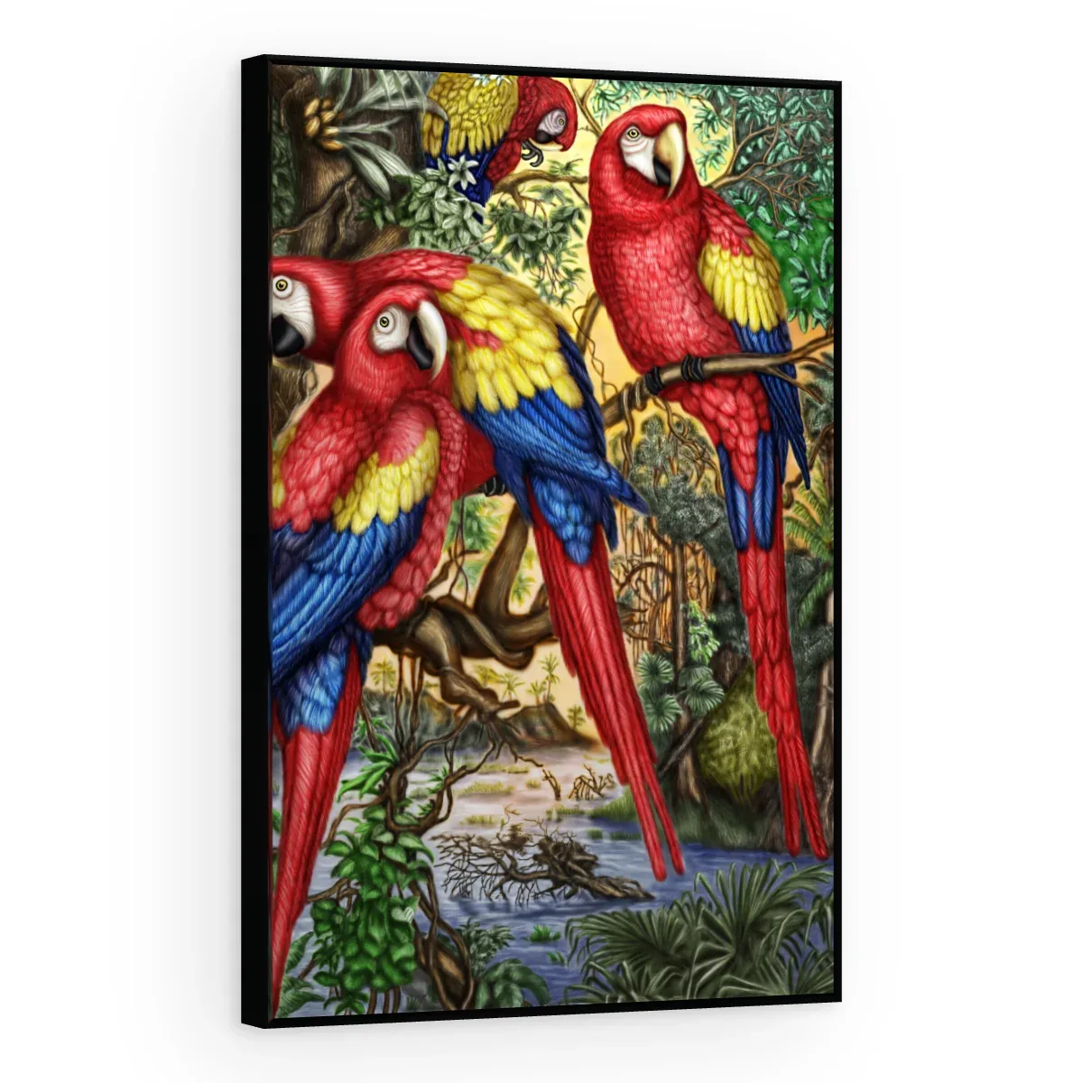 Quadro Decorativo Canvas Araras Ilustradas - AV0024