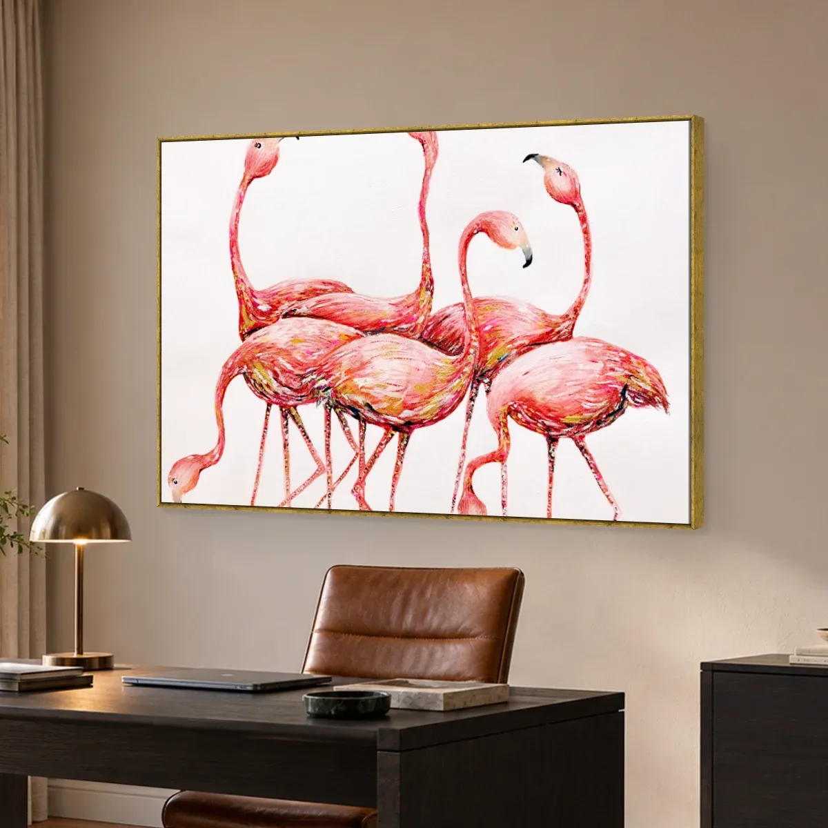 Quadro Decorativo Canvas Flamingos Elegantes - AV0028