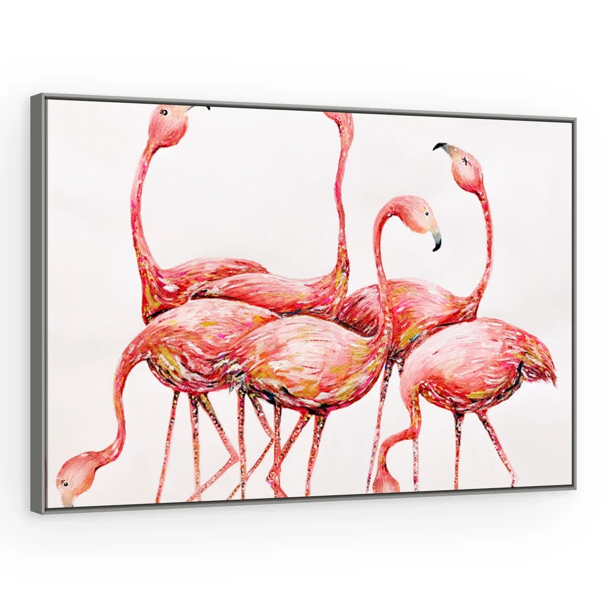 Quadro Decorativo Canvas Flamingos Elegantes - AV0028