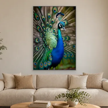 Quadro Decorativo Canvas Pavão Real - AV0036