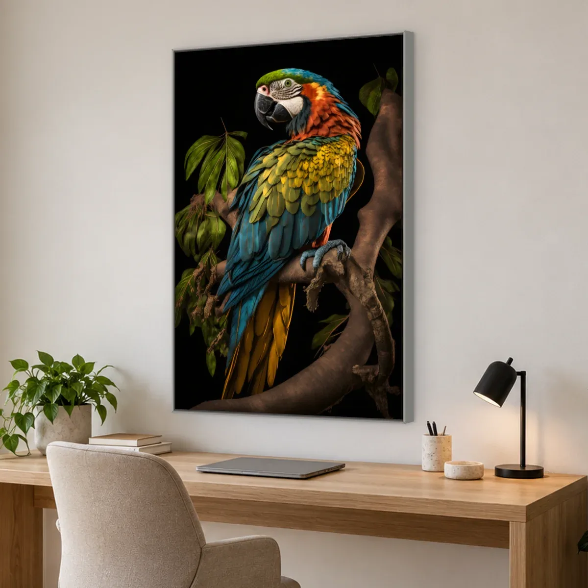 Quadro Decorativo Canvas Arara Esmeralda - AV0037