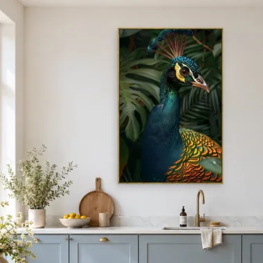 Quadro Decorativo Canvas Pavão Tropical - AV0048