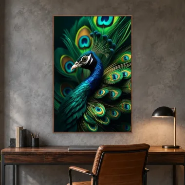 Quadro Decorativo Canvas Pavão Exuberante - AV0050