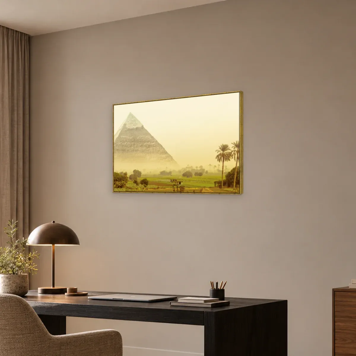 Quadro Decorativo Canvas Pirâmide Dourada - CI0003