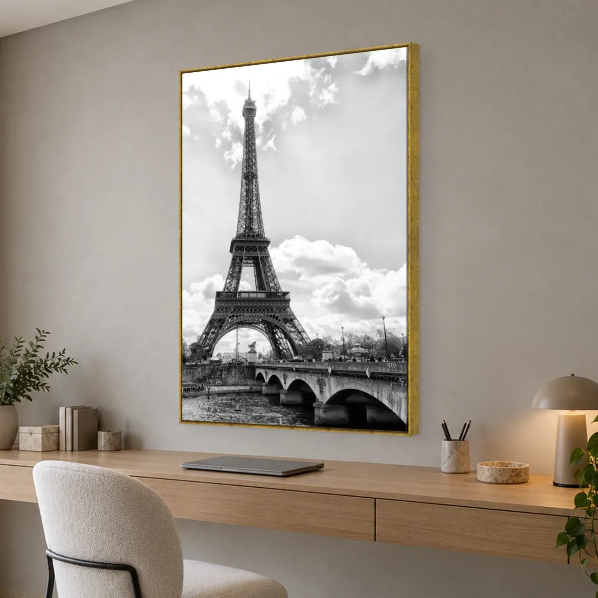 Quadro Decorativo Canvas Eiffel Monocromática - CI0022
