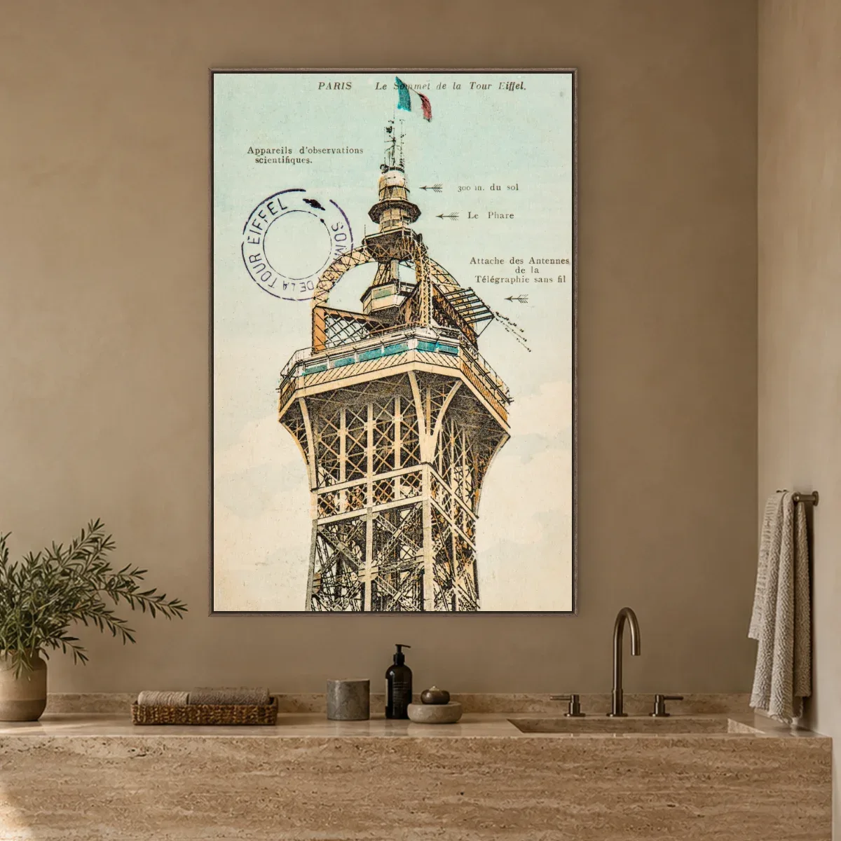 Quadro Decorativo Canvas Eiffel Postal - CI0073
