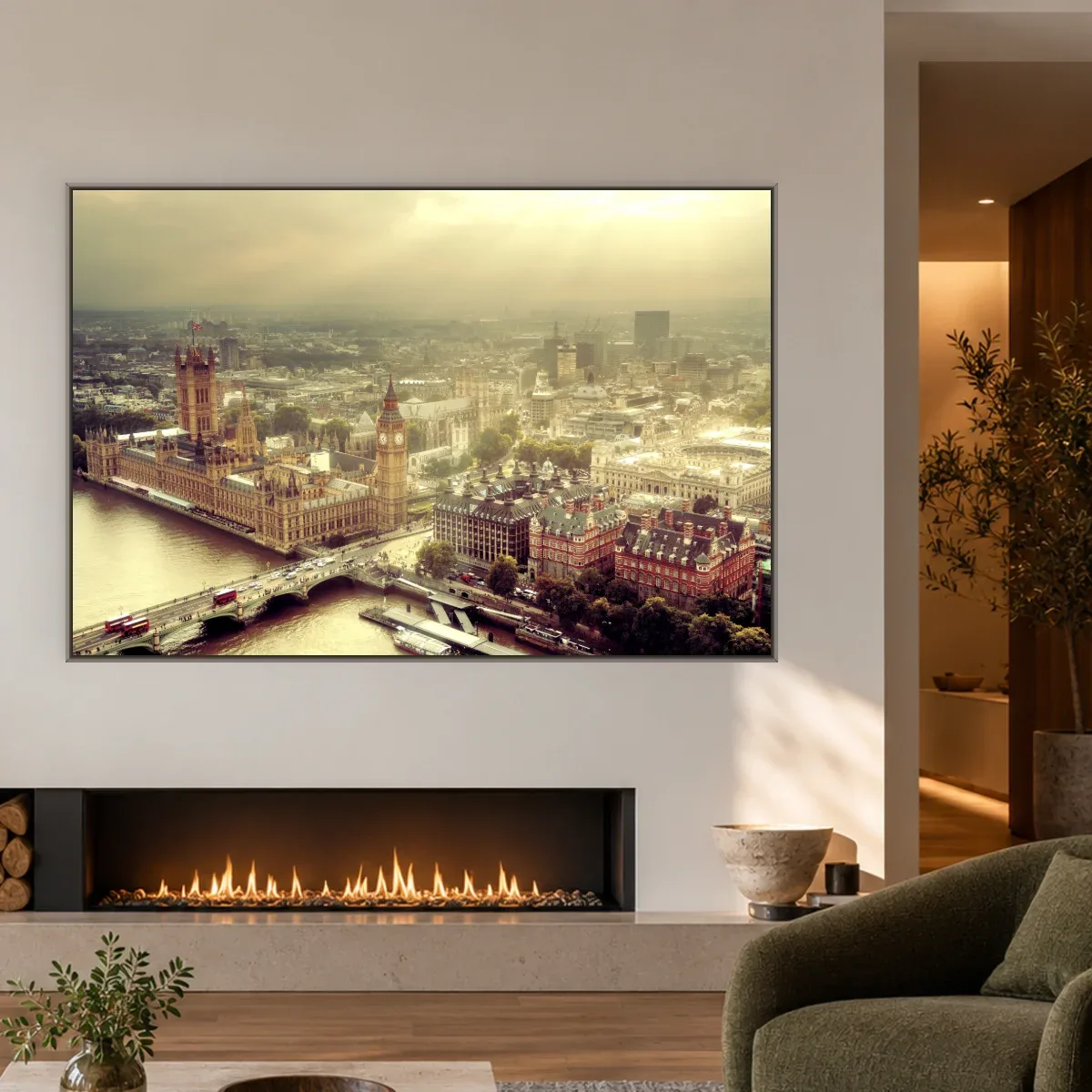 Quadro Decorativo Canvas Londres Dourada - CI0078