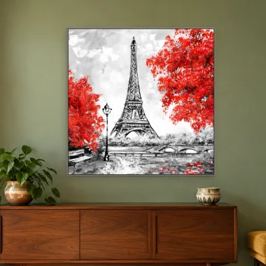 Quadro Decorativo Canvas Eiffel Vermelha - CI0146