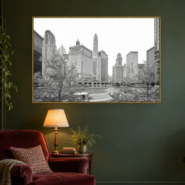 Quadro Decorativo Canvas Chicago Monocromática - CI0153