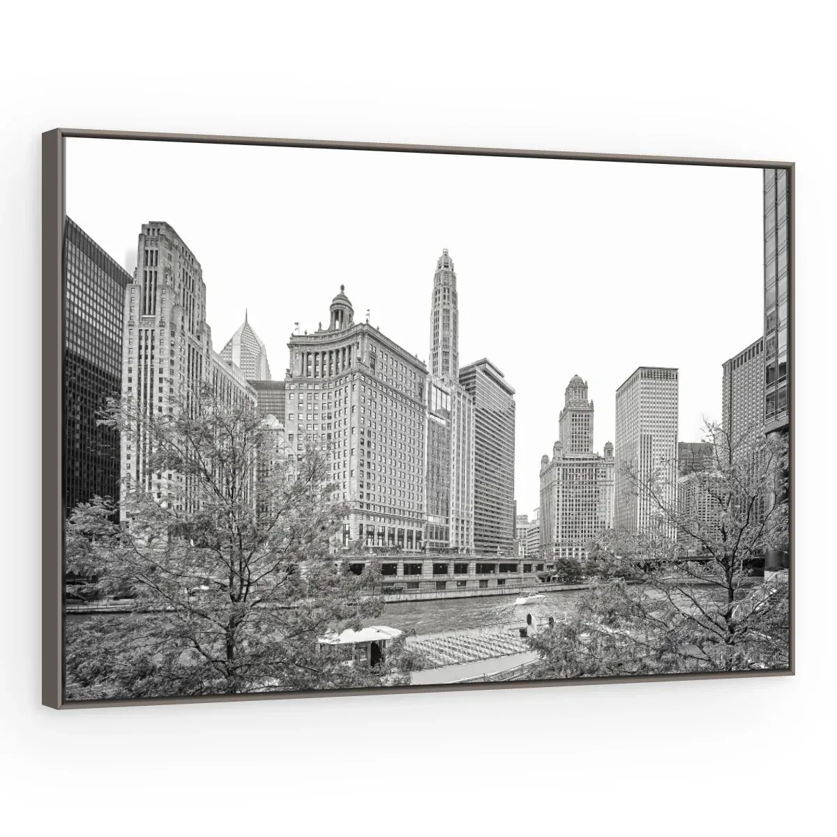 Quadro Decorativo Canvas Chicago Monocromática - CI0153