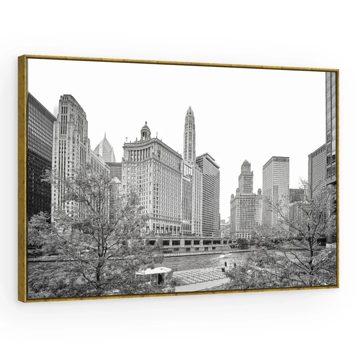 Quadro Decorativo Canvas Chicago Monocromática - CI0153