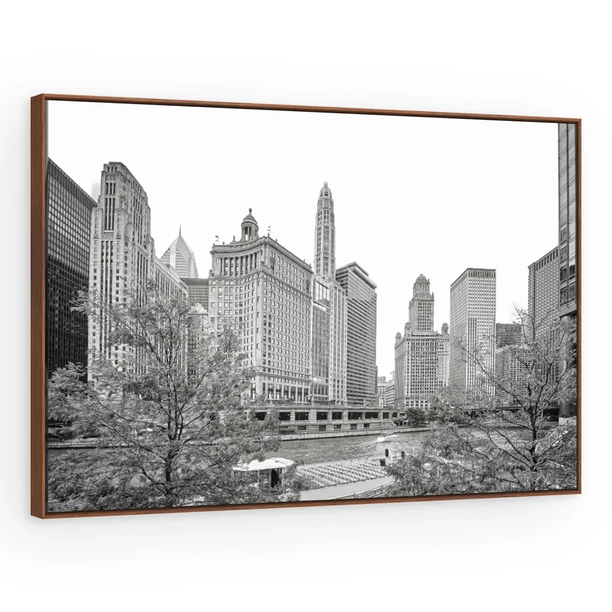 Quadro Decorativo Canvas Chicago Monocromática - CI0153