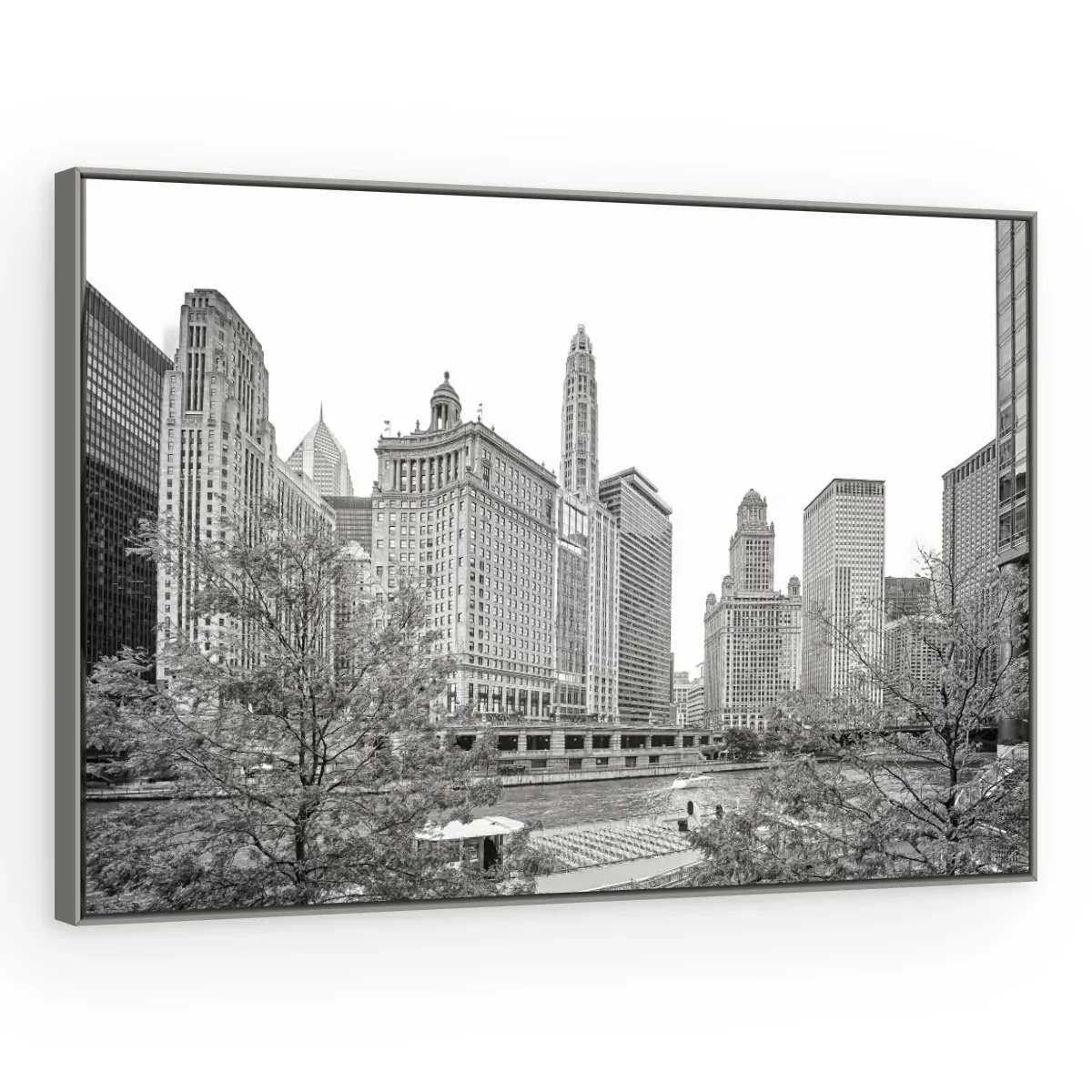 Quadro Decorativo Canvas Chicago Monocromática - CI0153
