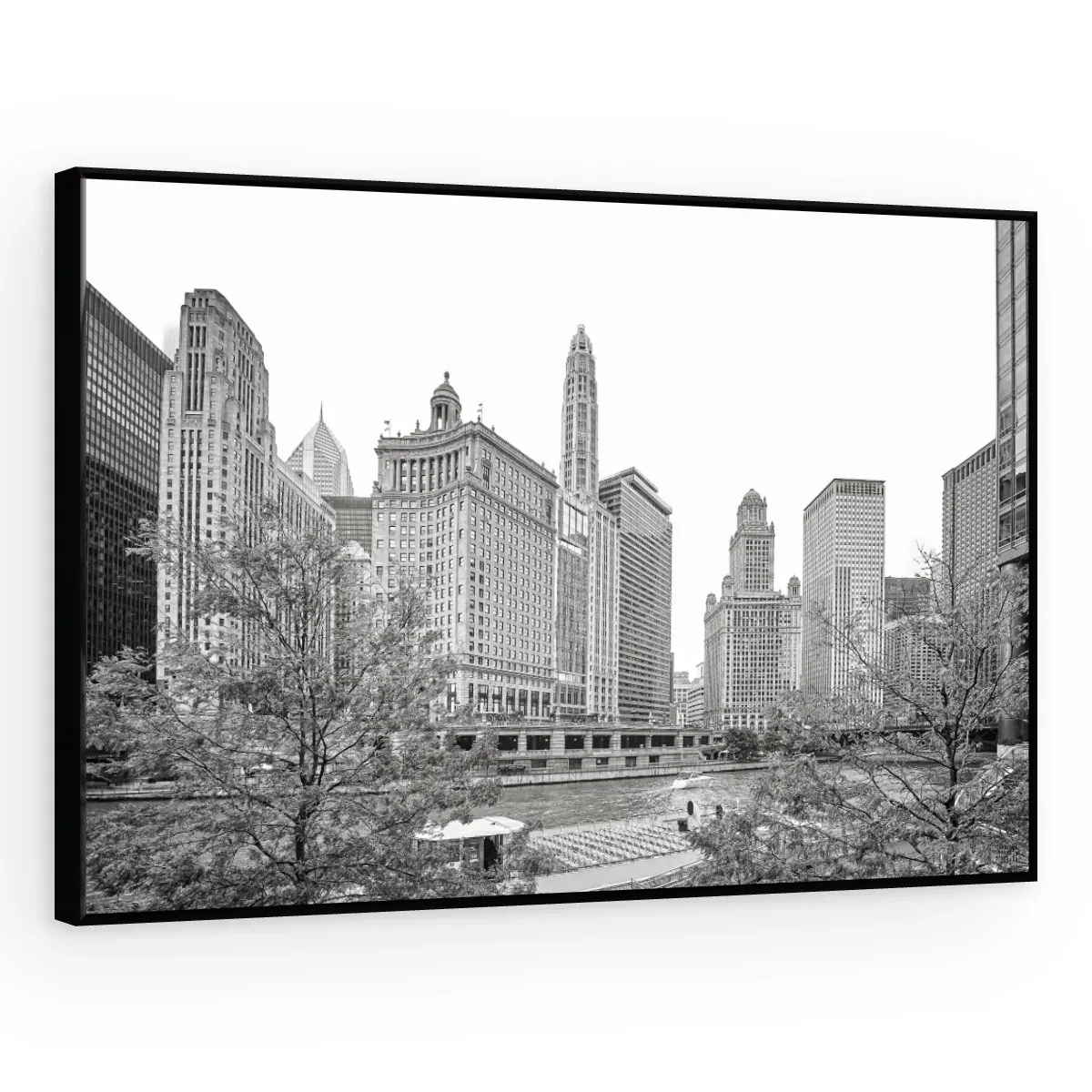 Quadro Decorativo Canvas Chicago Monocromática - CI0153