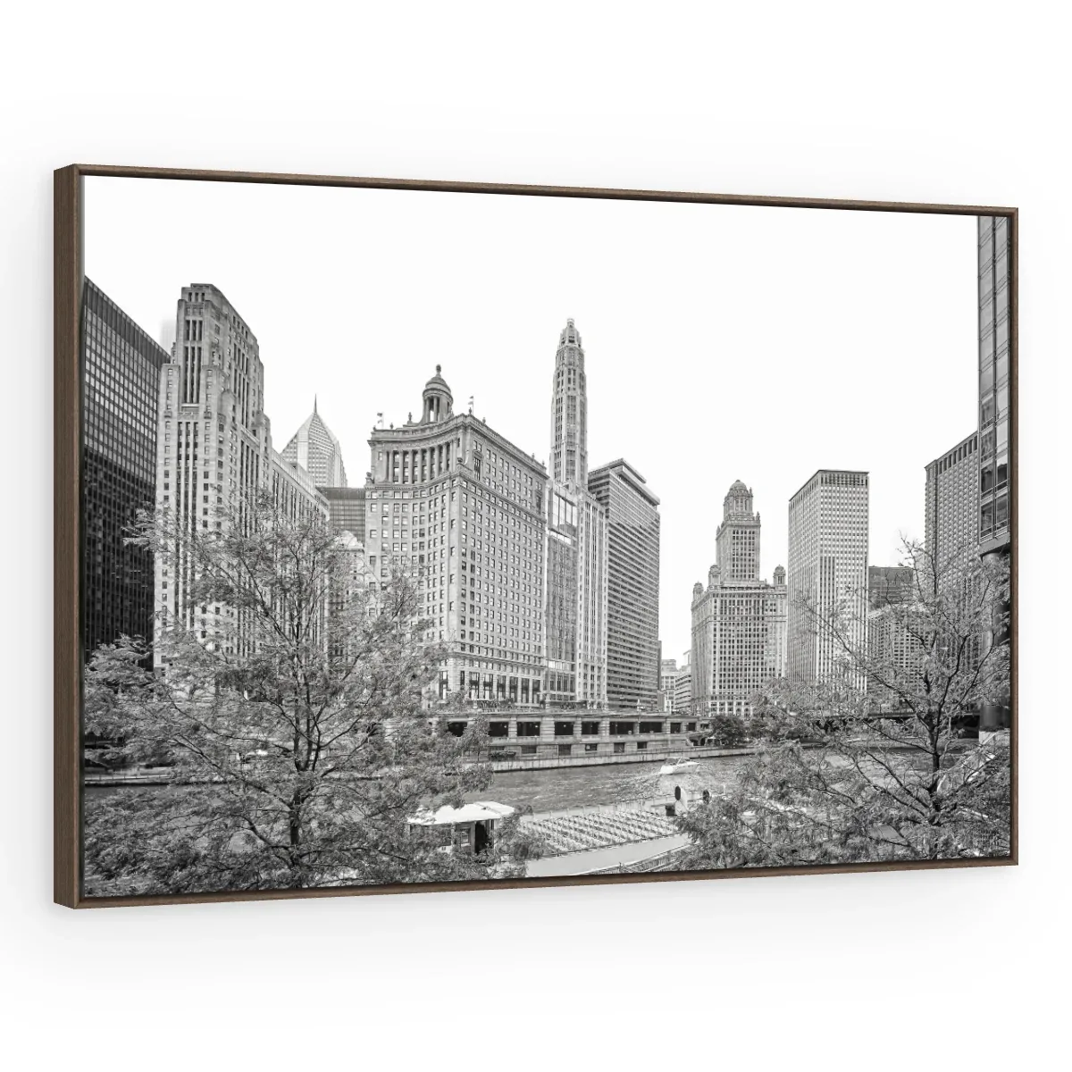Quadro Decorativo Canvas Chicago Monocromática - CI0153