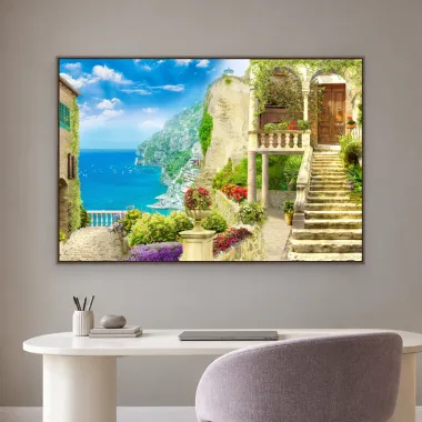 Quadro Decorativo Canvas Escadaria Mediterrânea - CI0158