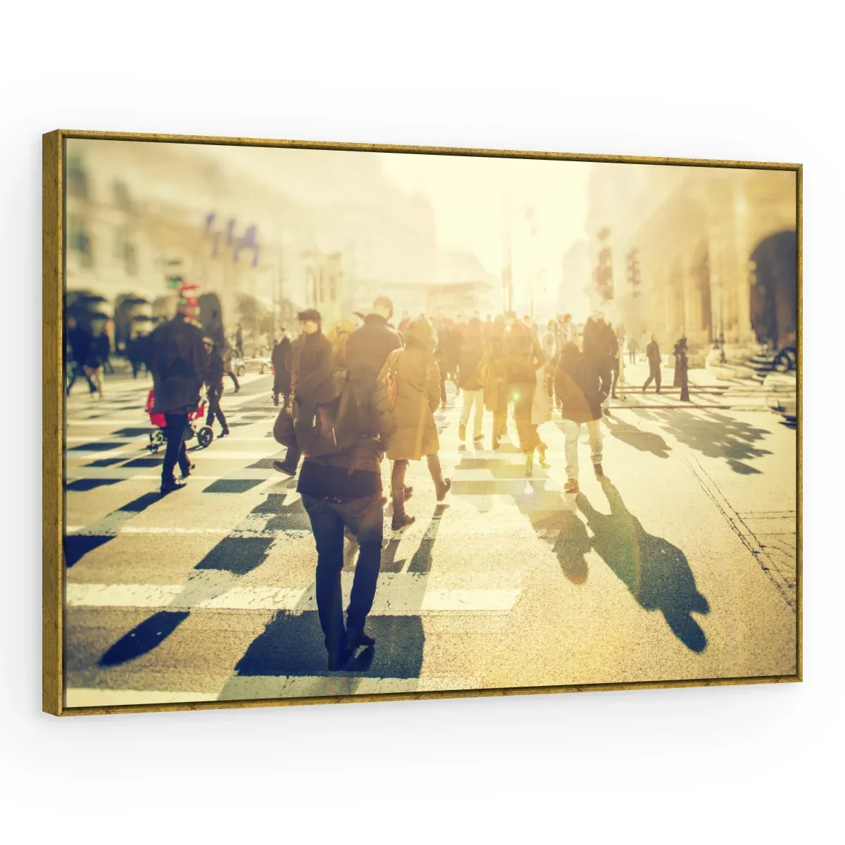 Quadro Decorativo Canvas Multidão Dourada - CI0163