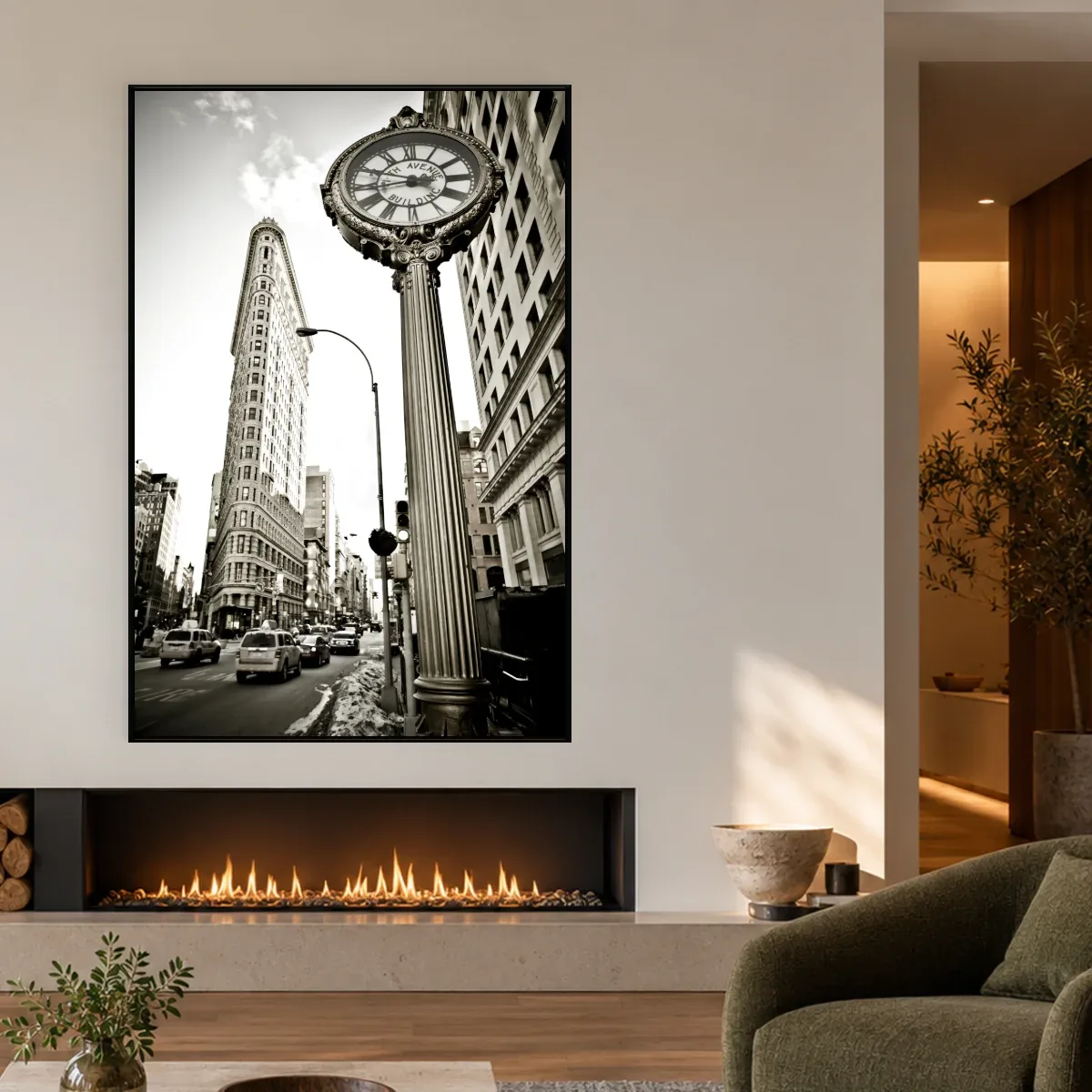 Quadro Decorativo Canvas Flatiron Sépia - CI0180