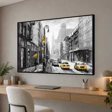 Quadro Decorativo Canvas Avenida Monocromática - CI0182