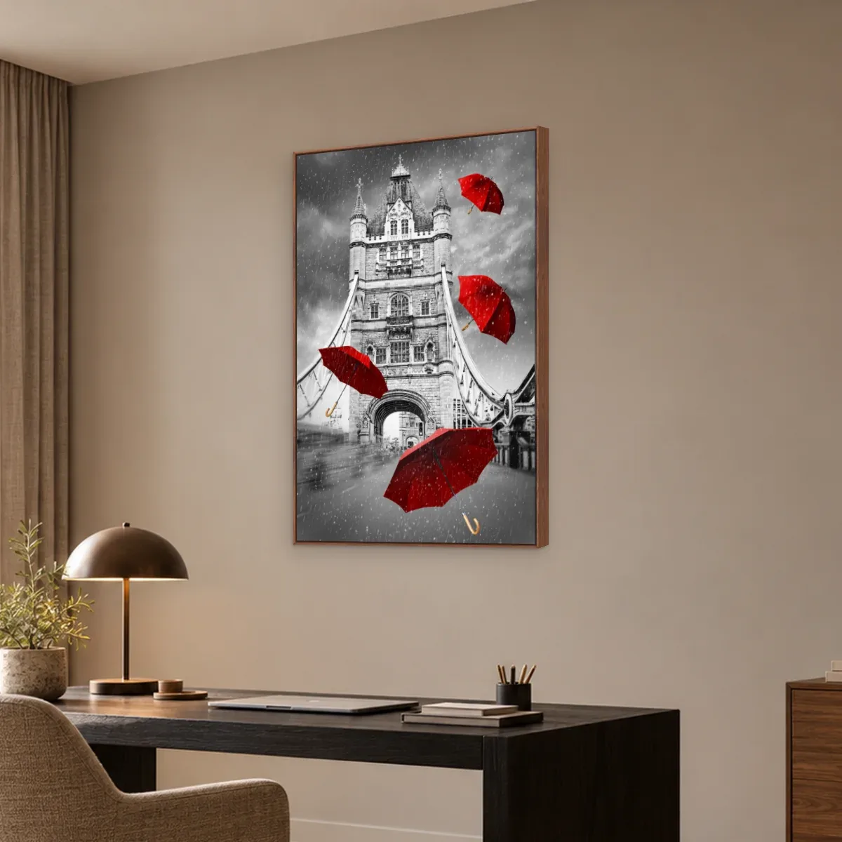 Quadro Decorativo Canvas Sombrinhas Vermelhas - CI0189