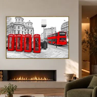 Quadro Decorativo Canvas Cabines Vermelhas - CI0195