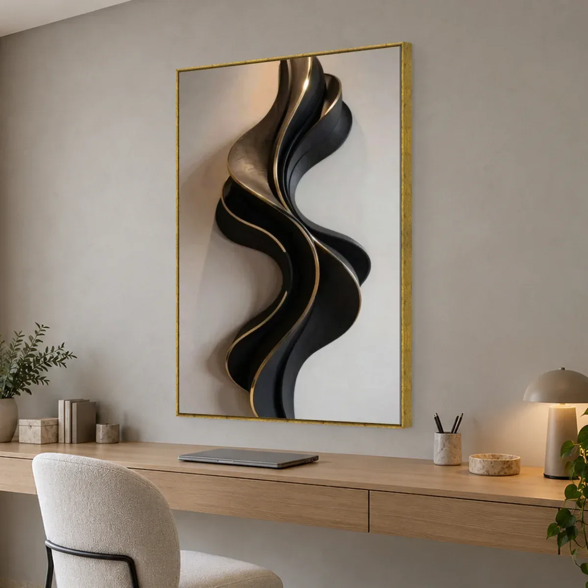 Quadro Decorativo Canvas Onda Negra - ES0004