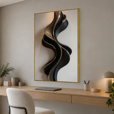 Quadro Decorativo Canvas Onda Negra - ES0004