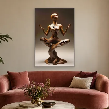 Quadro Decorativo Canvas Meditação Bronze - ES0010