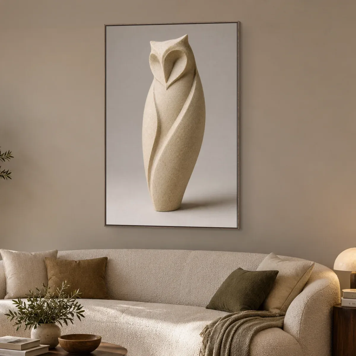 Quadro Decorativo Canvas Coruja Pedra - ES0011