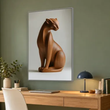 Quadro Decorativo Canvas Pantera Madeira - ES0023