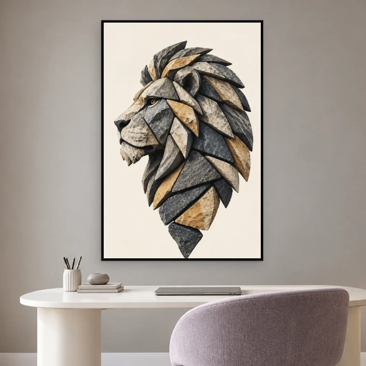 Quadro Decorativo Canvas Leão Mosaico - ES0027