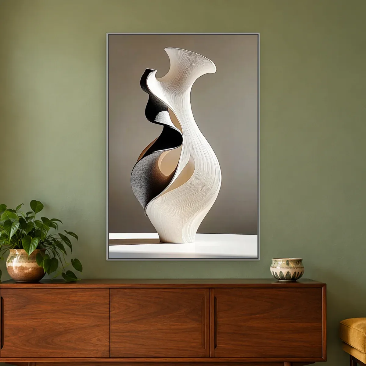 Quadro Decorativo Canvas Onda Marfim - ES0039