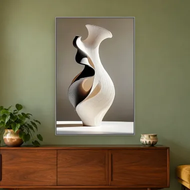 Quadro Decorativo Canvas Onda Marfim - ES0039