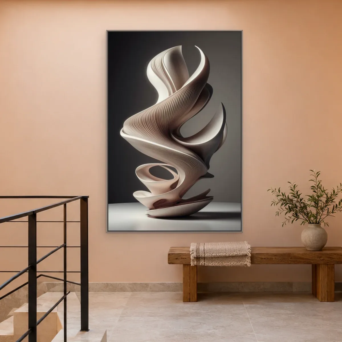 Quadro Decorativo Canvas Fita Esculpida - ES0040