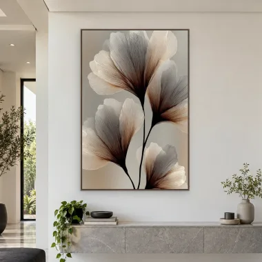 Quadro Decorativo Canvas Ginkgo Fumê - FO0007