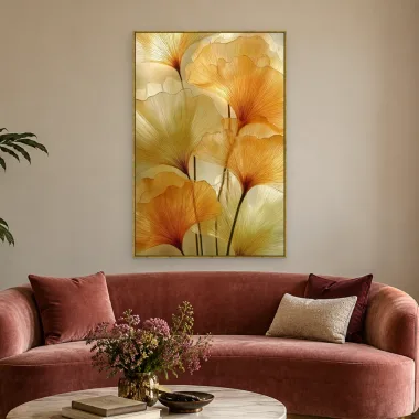Quadro Decorativo Canvas Ginkgo Dourado - FO0012