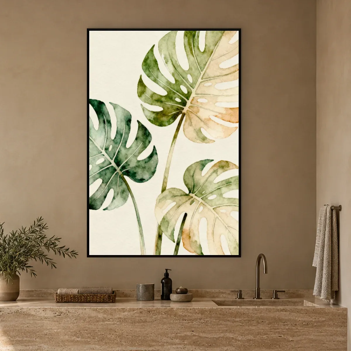 Quadro Decorativo Canvas Monstera Aquarela - FO0013