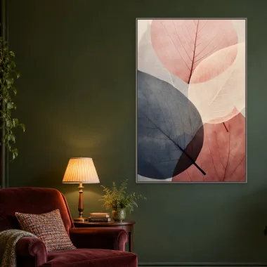 Quadro Decorativo Canvas Folhas Rosé - FO0015