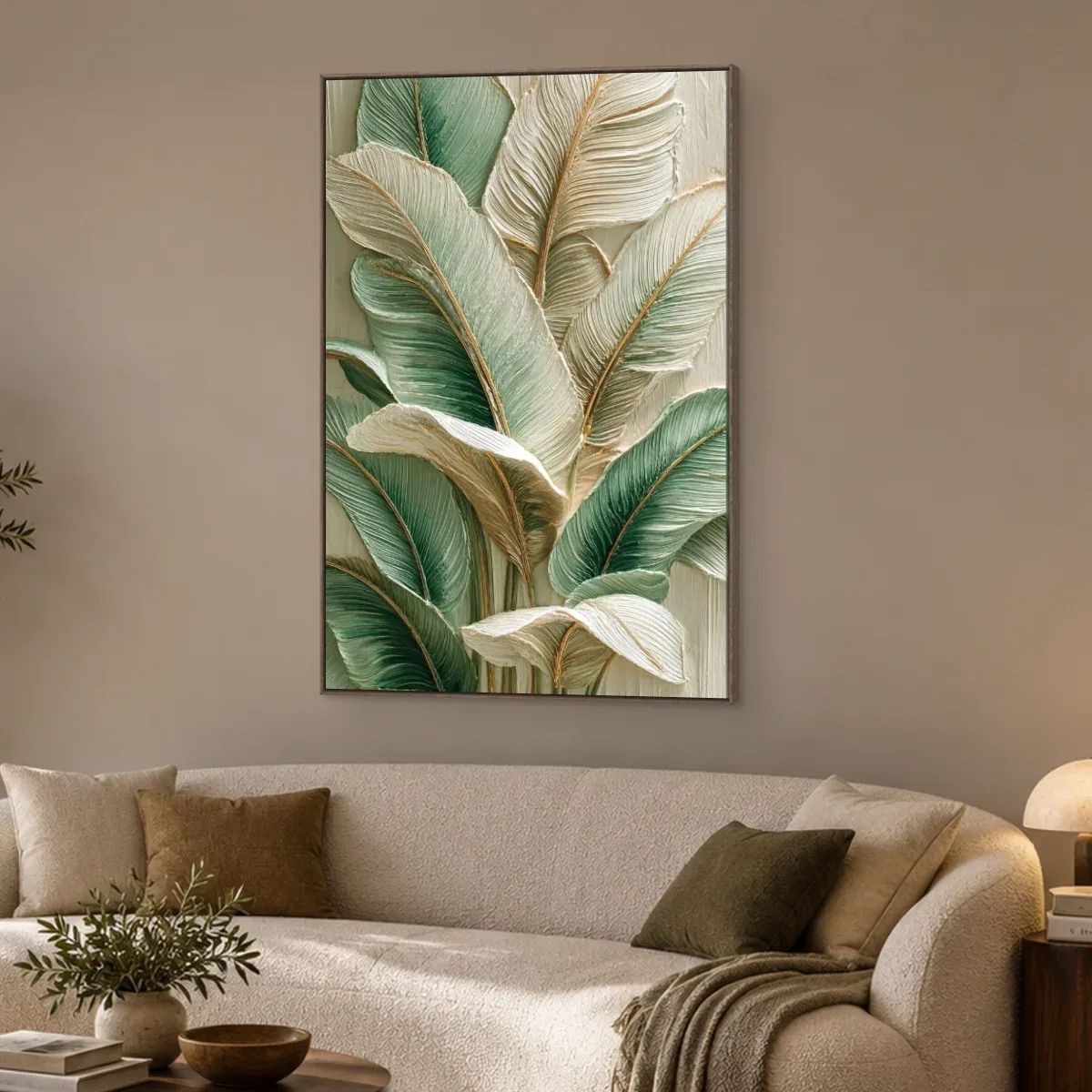 Quadro Decorativo Canvas Folhagem Relevo - FO0016